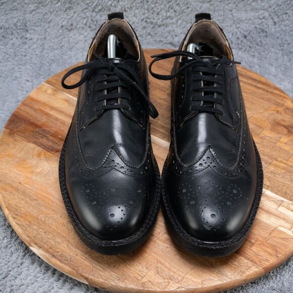 Walk London James Chunky Brogue Lace-Up Derby in Black Pebble Leather Men's 10 - Picture 2 of 8